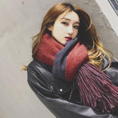 China European new and American wool long cashmere scarf with bib scarf jacquard shawl thick warm cashmere autumn and winter scarf for sale