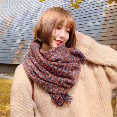 China Winter New Arrival Cashmere Tassel Bird Plaid Scarf Shawls Soft Smooth Warm Feeling Women Scarves for sale