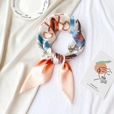 China Custom Printing Square Fashion Women's Hair Chinass Painting Minimalist Tied Silk Drawing Scarf 70*70cm for sale