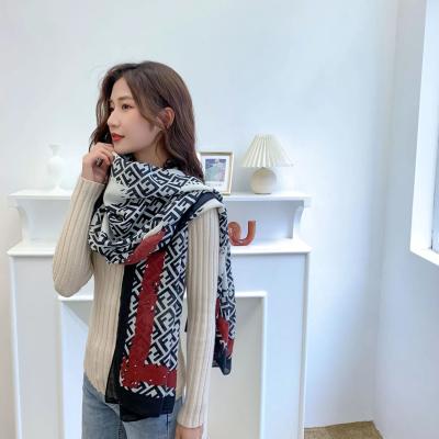 China Popular Custom Luxury Colorful Diamond Design Long Geometric Printed Ladies Cotton And Linen Viscous Scarf Shawls for sale