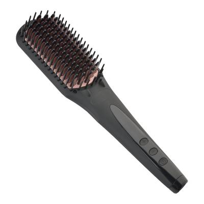 China Hot Negative Ion Function Negative Ion Electric Brush Hair Straightener Sweep Iron Hair Straightener Ceramic Flat Comb for sale