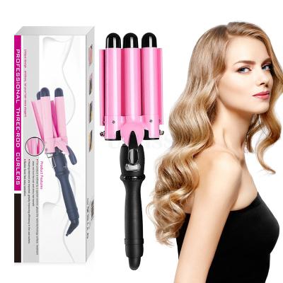 China Wholesale Chinese Croquettes Quick Styling Hair Curler 32mm 3 Tube Hair Crimper Curling Iron LCD Display Ceramic High Quality Triple Barrel Hair Curler With LCD Display for sale