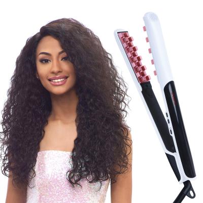 China Adjustable Heat Settings LCD Show Wave Flat Splint Fluffy Hair Splint Iron Hair Curling Crimper Irons Curl Corn Roll Hair Straightener for sale