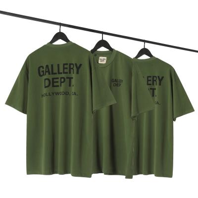 China Anti-wrinkle 100% cotton GALLERY department printed army green loose couples short sleeve T-shirt department shirt for men and women gallery for sale