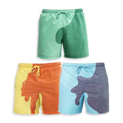 China Hot Selling Anti-wrinkle Thermochromic Swimming Trunks Beach Abbreviations Men Shape Swimwear Shorts for sale