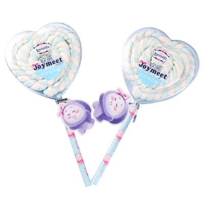 China Natural Taste Halal Fruit Flavor Cotton Candy Maker Marshmallow Heart Shaped Lollipop for sale