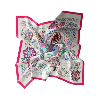 China Wholesale Silk Women's Square Scarf Fashion Printed Women's Sunscreen Scarf Square Neckerchief for sale