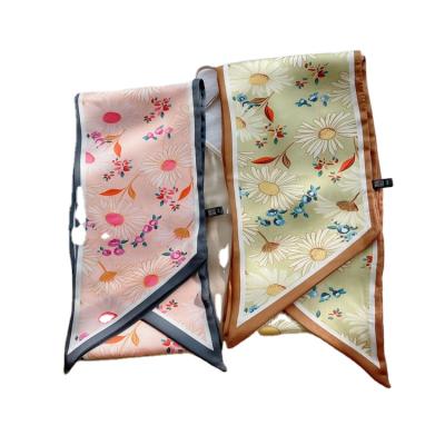 China New shape long design double-sided floral fashion scarf clothing accessories digital printing silk scarf for sale