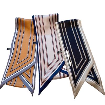 China New Hot Selling 15*150cm Diagonal Silk Scarf Women's Fashion Digital Print Double Sided Scarf Long Shape Scarf for sale