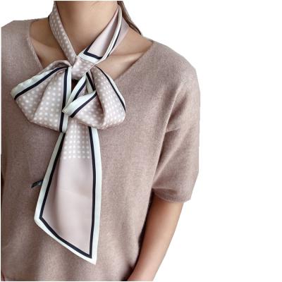 China Long Shape Ear Style Soft Fashion Printed Small Silk Scarf Women's Scarf for sale