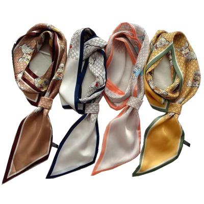 China New Shape Design Long Ear Fashion Printing Small Scarves Silk Clothing Accessories Women's Scarf for sale