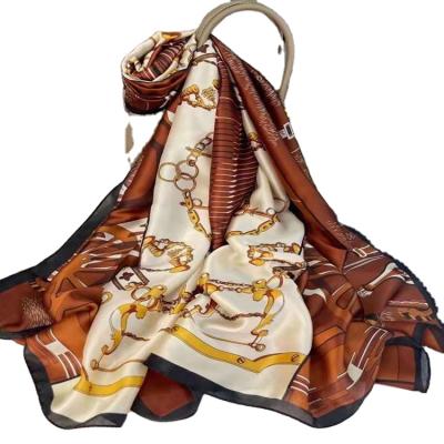 China 90*180cm long fashion decorative shawl satin women's silk scarf wholesale custom digital printing for sale