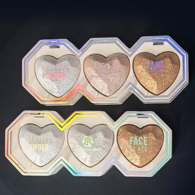 China Brighten Romanticbird OEM Pressed Powder Make Up To Make Your Own Brand Highlighter Bars Makeup 3 Shadow Highlighter Palette for sale