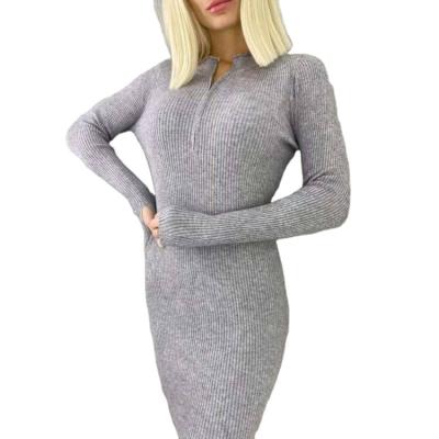 China Anti-Wrinkle Flunlona Fall And Winter Sweater Sweater Custom Knitted Zipper Dress For Women for sale