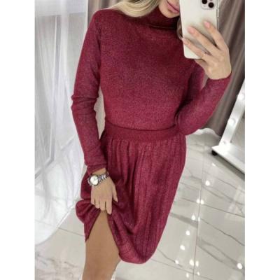 China Anti-wrinkle Flunlona fall and winter custom knitted silk sweater costume dress for sale