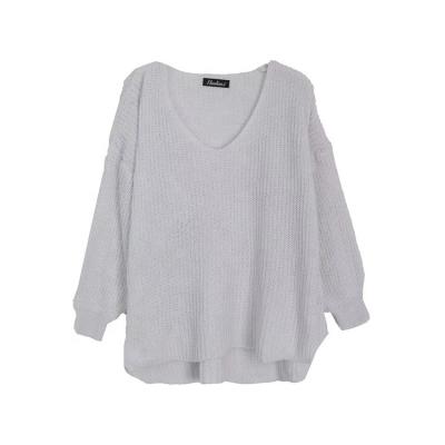 China Breathable design sweater 100% cashmere ladies sweater loose pure loose winterV- neck knit cashmere sweater for sale