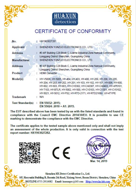 CE - Shenzhen Yunzuo Electronics Co., Ltd.