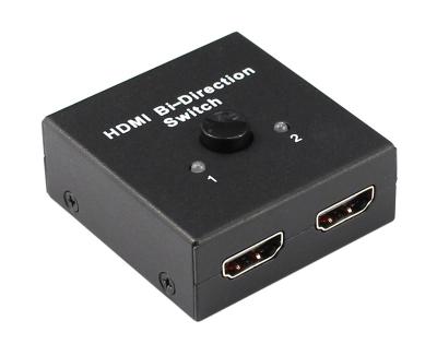 China Two Way Button Switch 2 Ports 2x1 HDMI Switch / 1x2 Splitter With HDCP Gateway for sale