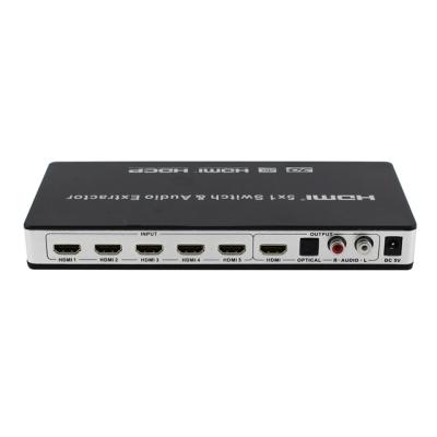 China Good Quality HDMI 5 X1 Changer With Audio Extractor Support RCA L/R 5.1CH/7.1CH HY-4501-V0-E-SIL for sale