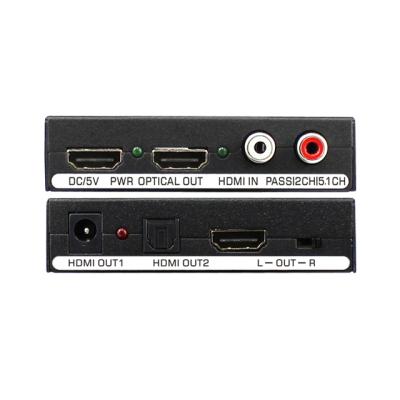 China Multimedia HDMI 1 Input 2 Output Audio Video Splitter With 2CH/5.1CH Audio Extractor for sale