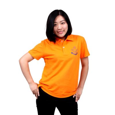 China QUICK DRY Promotional Fancy 100% Organic Cotton Washed Outdoor Short Sleeve Women Polo Shirts For Women Orange for sale