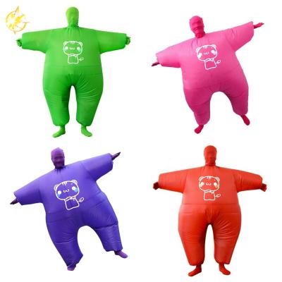 China PVC Inflatable Sumo Suit Fancy Printing Cartoon Cat Dress For Adult Party Game Costume for sale