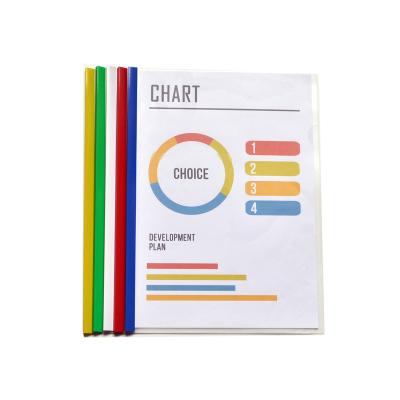 China Color Slide Stationary Transparent Clear Paper Bar Folder Plastic File Editing File POffice Office School Stationery Stand A4 PP File Cover for sale