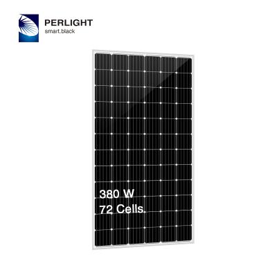 China Sale Perlight Solar Panel Silver Mono 380W Solar Module With 72 Cells 5BB 380w Mono For Solar Power System for sale