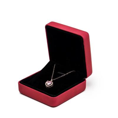 China JY Packaging Stain Goods PU Metal Jewelry Box Jewelry Boxes Earring Necklace Luxury Leather Bracelet Box Handmade Red for sale