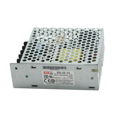 China Low Cost MID WELL RS-35-15 12V 15V 24V 48V Enclosed Power Supply 3 Years Warranty for sale