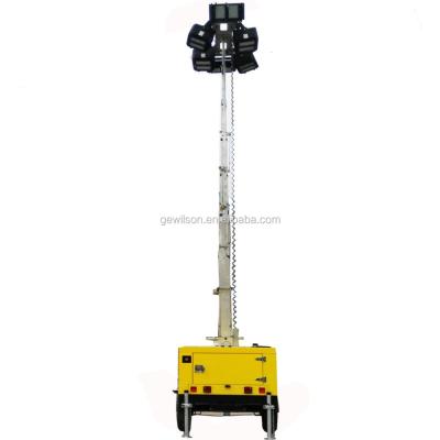 China HIGHWAY 9m 6*400w led spotlights vehicle mounted trailer mobile light tower for sale