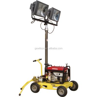 China ROAD trailer type mobile gasoline generator air-cooled lighting tower with folding mast GLT1400WJ for sale