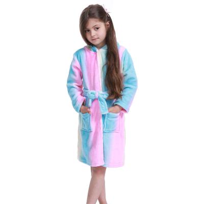 China Animal Rainbow Terry Child Bathrobe Unicorn Cotton Fabric Bathrobe Custom Thermal Plush Bathrobe for sale