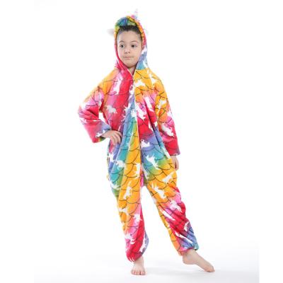 China Kids Unicorn Flannel Thermal Cartoon Unicorn Onesie Pajamas For Kids for sale