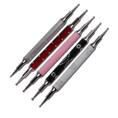 China Dotting Rose Double Dot Pen Stainless Steel Nail Art Tool Pen Top Grade 2-Ways for sale