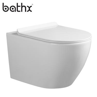 China Double-Flux Smooth Gloss Sanitary Ware One-Piece Toilet Bowl Guaranteed Quality Ceramic Wall Hung Toilet for sale