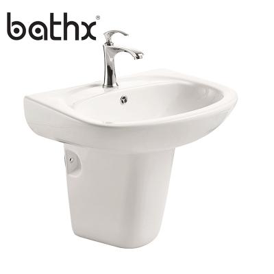 China Hotel / Home Bathroom Ceramic Cheap China 'Extended Design Smooth Shampoo Sink Gloss Ceramic Wall Hung Basin for sale