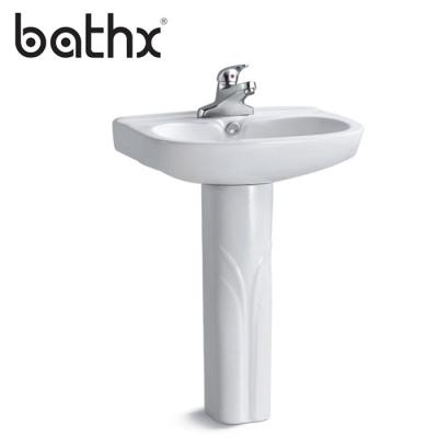 China Modern Style Bathroom Ceramic Hand Wash Basin With Pedestal for sale