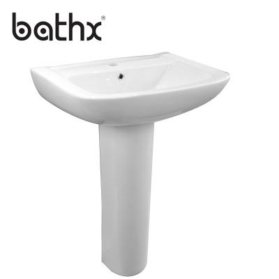 China Mop Down Ceramic Wash Basin With Pedestal Floor Standing Wash Sink With Rack for sale