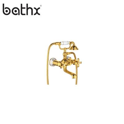 China Without Slide Bar Luxury Design Brass Wall Mounted Bathroom Shower Faucet for sale