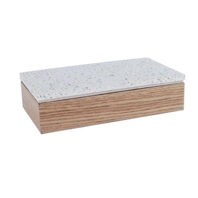 China Resin/Terrazzo/MDF/Veneer Vanity Decor and Storage, Terrazzo and Wooden Jewelry Box for sale