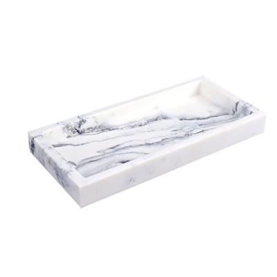 China POLYRESIN Table Decoration and Accessories Resin Rectangle Marble Tray for sale