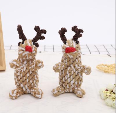 China Viable New Dog Viable Teeth Molars Clean Heavy Duty Rope Woven Pet Toy Relief Bite Braided Elks Teeth Bite Toy Cotton for sale