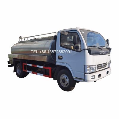 China Optional 4 Dongfeng 4x2 5000liters 5tons food grade stainless steel small milk tanker truck for sale for sale