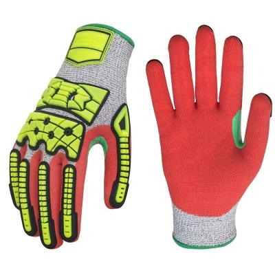 China Seibertron Impact Resistant 04 HPPE Oilfield High Impact Cut TPR Knuckle Protection Nitrile Sandy Coated Hand Working Mechanical Gloves for sale