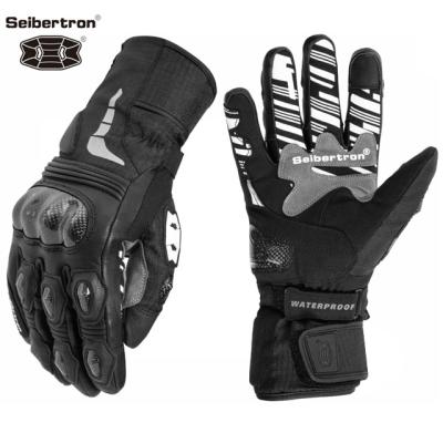 China Seibertron SPW-2 Waterproof Carbon Fiber Knuckle Hard Waterproof Touch Screen Leather Winter Motorcycle Gloves for sale