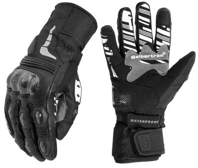 China Seibertron SPW-2 Waterproof Carbon Fiber Knuckle Hard Waterproof Touch Screen Leather Motorcycle Gloves for sale