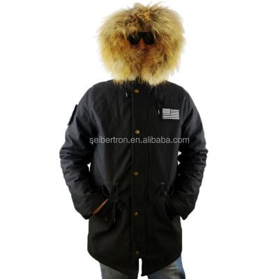 China Seibertron M65 long field coat raccoon fur collar waterproof slim fit hooded parka winter jacket for sale