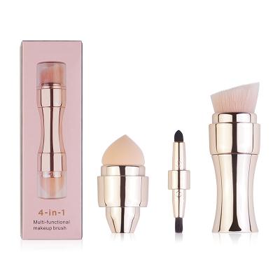 China Angular Blush High-quanlity 4 in 1 Gold Artificial Fiber Makeup Brush for sale