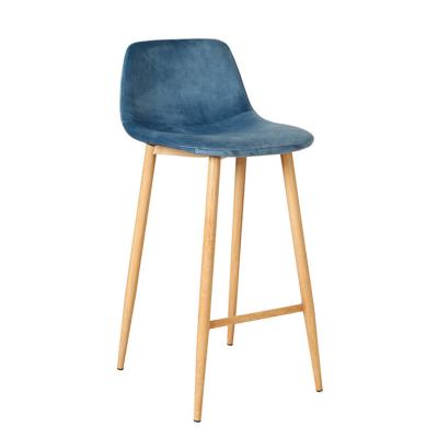 China Modern Bar Stool Kitchen Umpire Chairs Modern Hotel With Backrest Chair Blue Backless Dining Chair Luxury Waist Metal for sale